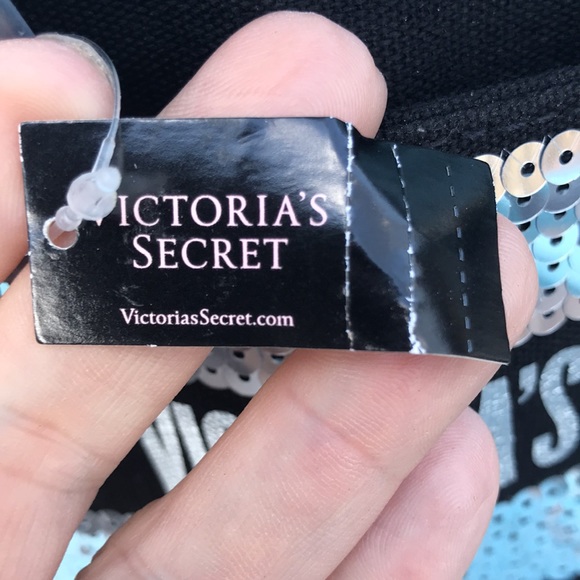 Victoria Secret Carry Bag NWT sequins Silver & Black Retail $68 - Picture 7 of 7